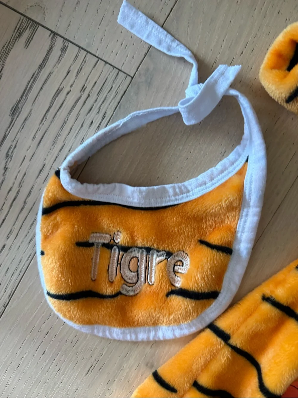 Disney Tigger Plush Hooded One-Piece Romper with Bib - Orange Tiger Stripe